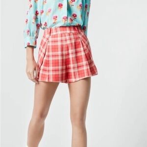 Smythe Pleated Walking Shorts Watermelon Plaid Size 4